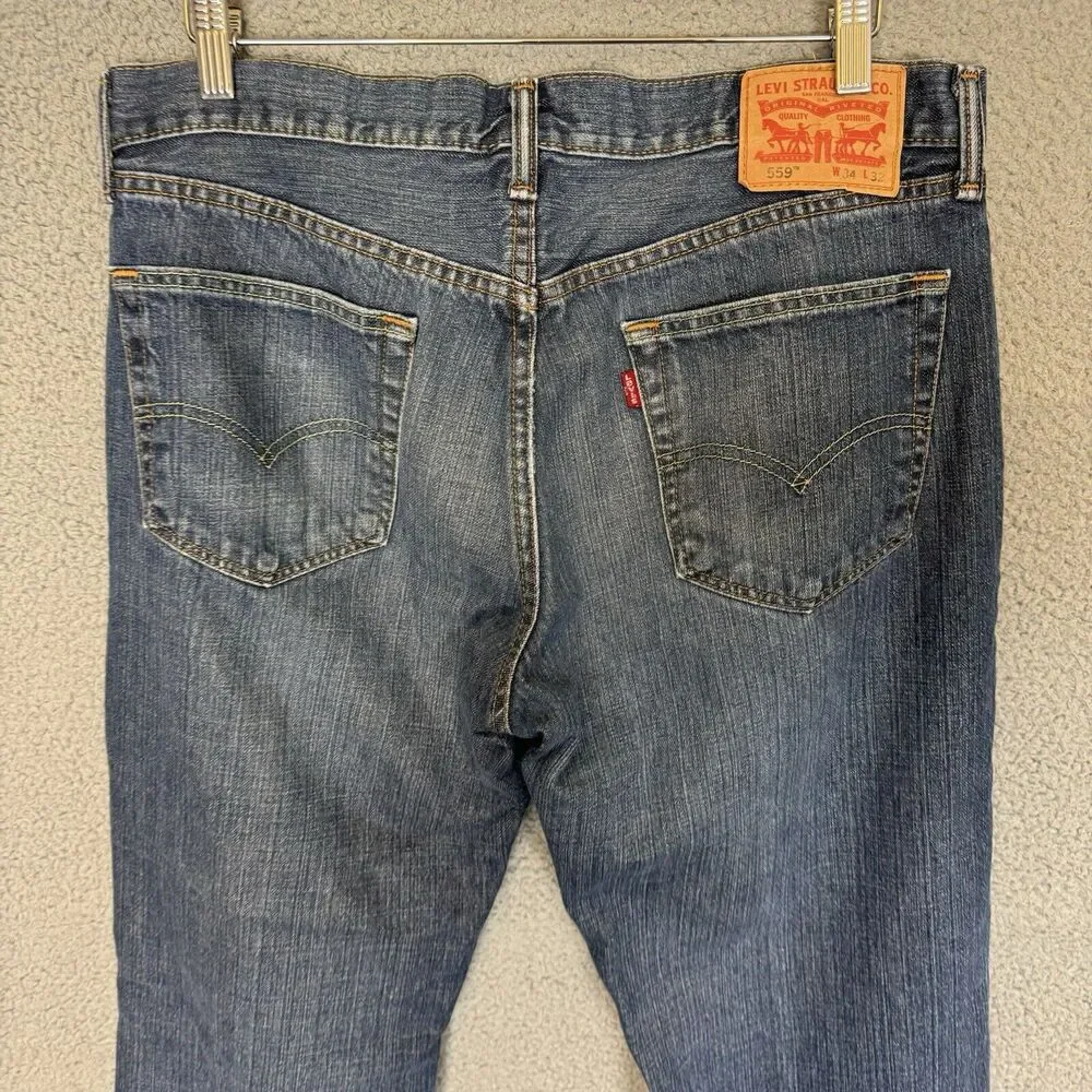 Levis‎ Jeans Mens 34x31 559 Blue Relaxed Straight Leg Denim Pants